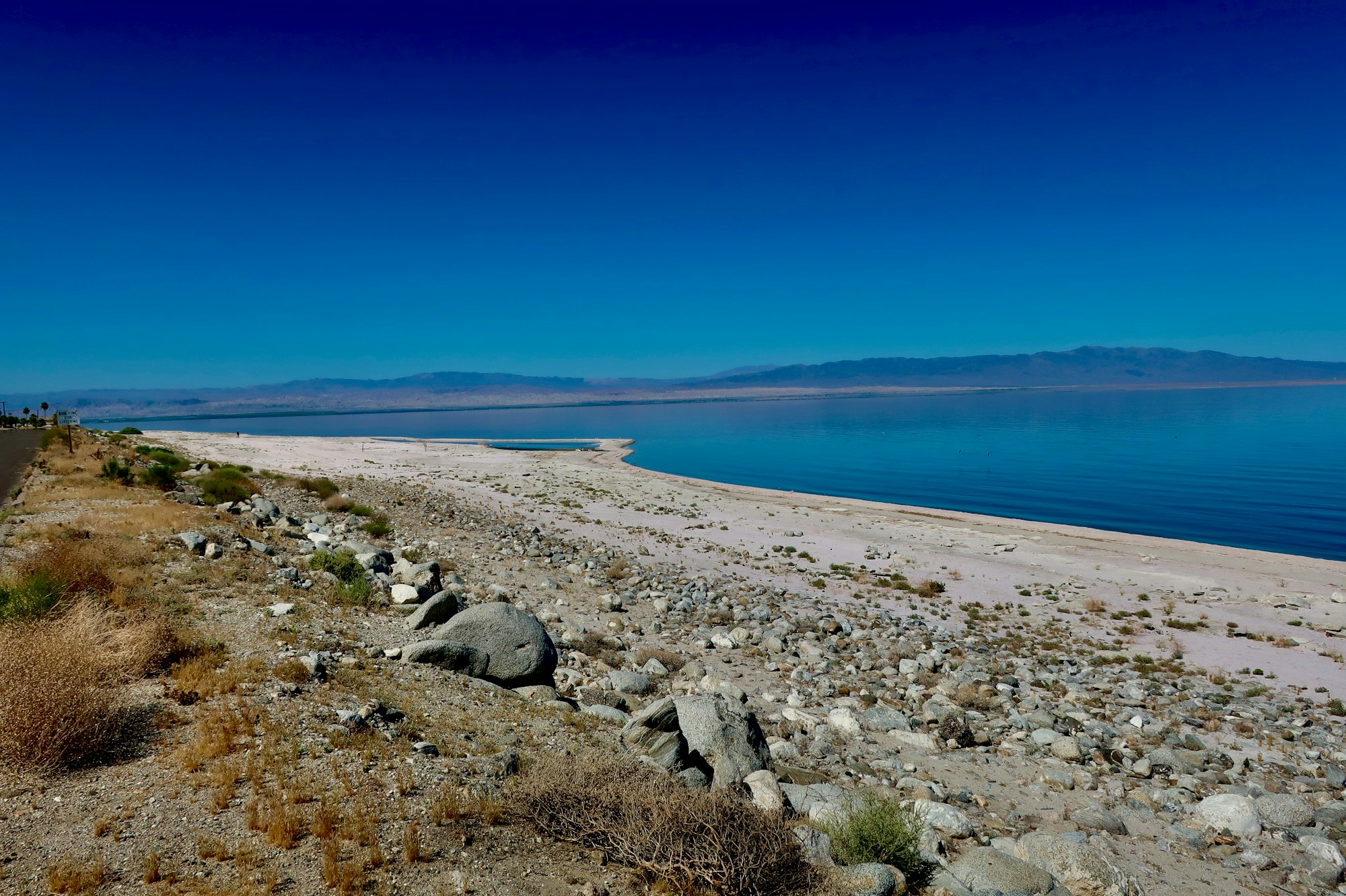 Salton Sea shoreline and desert lake